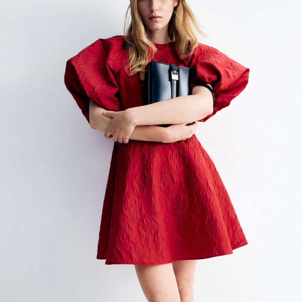 Romantic JACQUARD TIE-BACK DRESS with ribbons XL